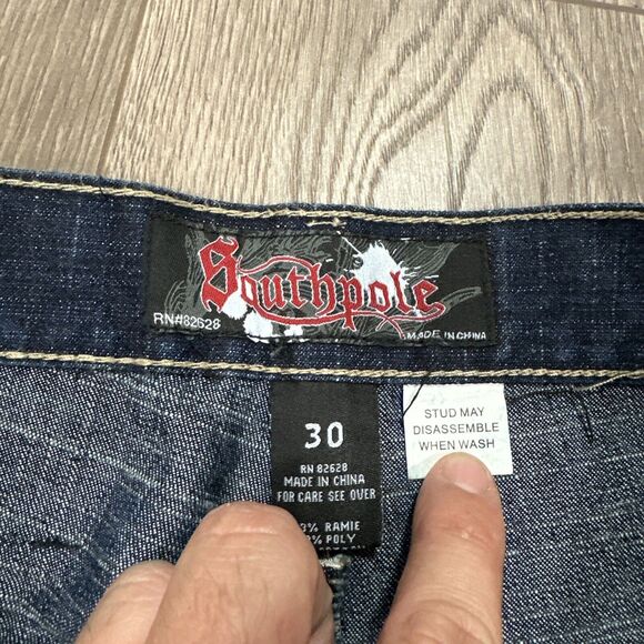 Southpole Studded Baggy Wide Leg Jeans 32x30 Mens Blue Denim Skate 90s Y2K - Picture 10 of 10